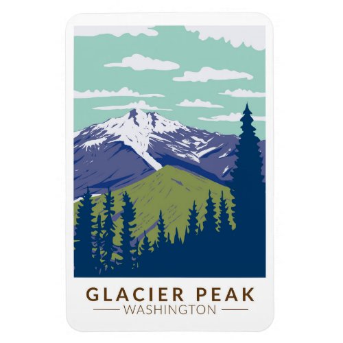 Glacier Peak Washington Travel Art Vintage Magnet