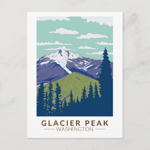 Glacier Peak Washington Travel Art Vintage Postcard