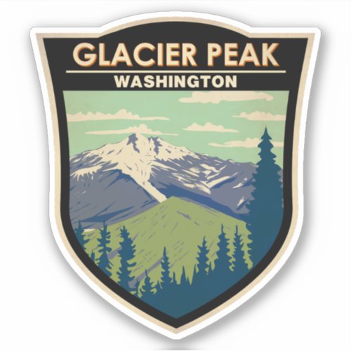 Glacier Peak Washington Travel Art Vintage Sticker