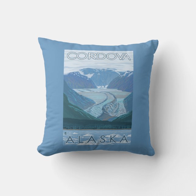 Glacier Scene - Cordova, Alaska Throw Pillow (Front)