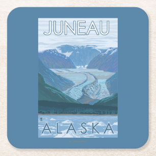 Glacier Scene - Juneau, Alaska Square Paper Coaster