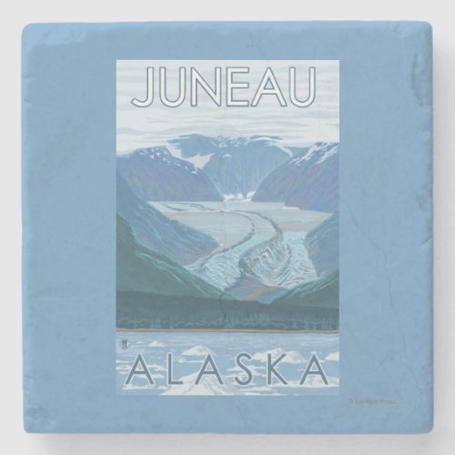 Glacier Scene _ Juneau Alaska Stone Coaster