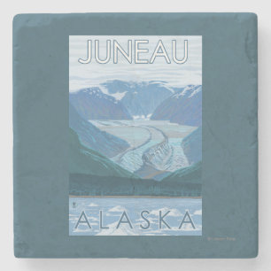 Glacier Scene - Juneau, Alaska Stone Coaster