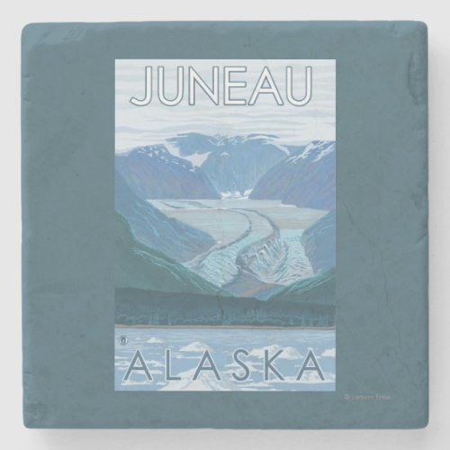 Glacier Scene _ Juneau Alaska Stone Coaster