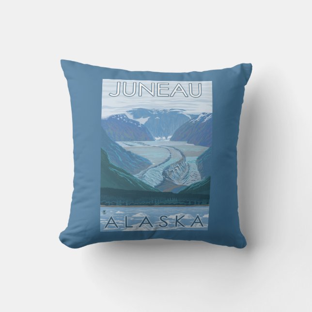Glacier Scene - Juneau, Alaska Throw Pillow (Front)
