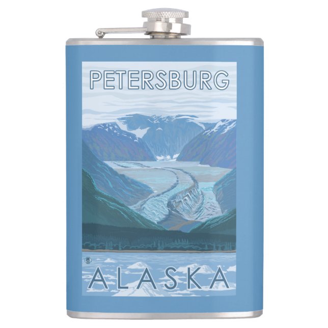 Glacier Scene - Petersburg, Alaska Flask (Front)