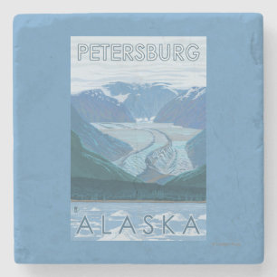 Glacier Scene - Petersburg, Alaska Stone Coaster