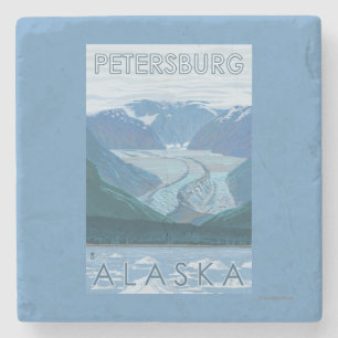 Glacier Scene - Petersburg, Alaska Stone Coaster