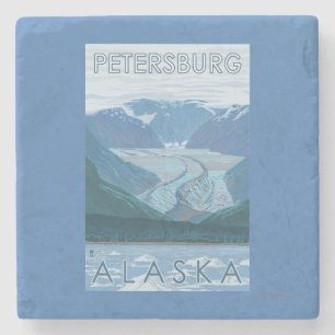 Glacier Scene - Petersburg, Alaska Stone Coaster