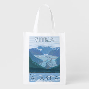 Glacier Scene - Sitka, Alaska Reusable Grocery Bag
