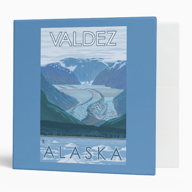 Glacier Scene - Valdez, Alaska 3 Ring Binder (Front/Inside)