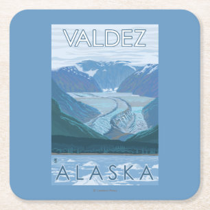 Glacier Scene - Valdez, Alaska Square Paper Coaster