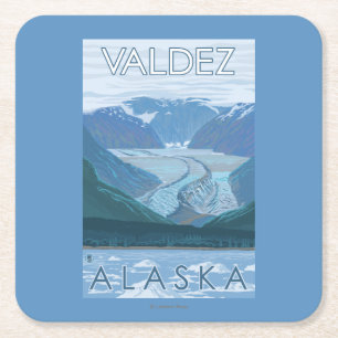 Glacier Scene - Valdez, Alaska Square Paper Coaster