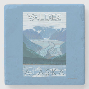 Glacier Scene - Valdez, Alaska Stone Coaster