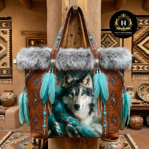 Glacier Teal Wolf Portrait Tissue Paper