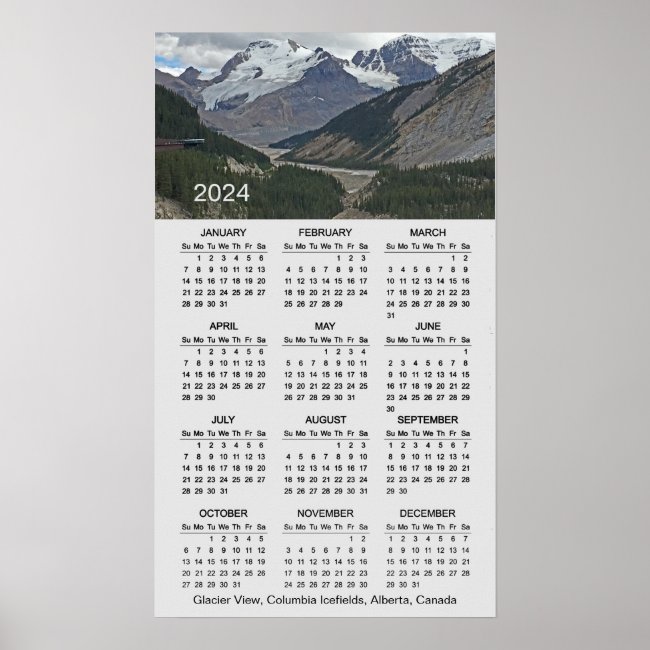 Glacier View 2024 Wall Poster Calendar