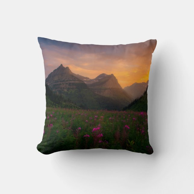 Glacier Wildflowers Throw Pillow (Front)
