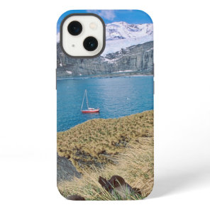Glaciers and sailing yacht in background iPhone 13 case