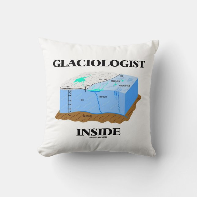 Glaciologist Inside Glacier Earth Science Throw Pillow (Front)