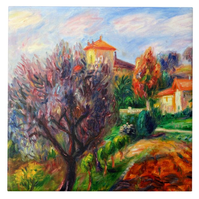 Glackens - Hillside with Olive Trees, Ceramic Tile (Front)