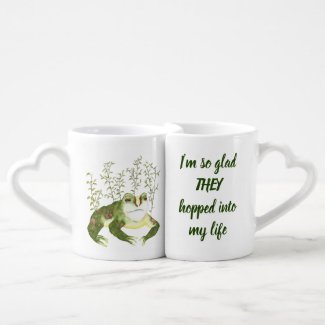 Glad Hopped into My Life Cute Frog Coffee Mug Set