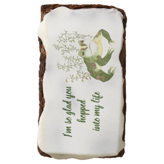 Glad Hopped into My Life Cute Romantic Frog Brownie (Rotated)