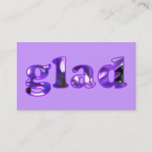 Glad spelled with purple flowers Business Cards (Front)