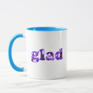 Glad spelled with purple flowers mugs