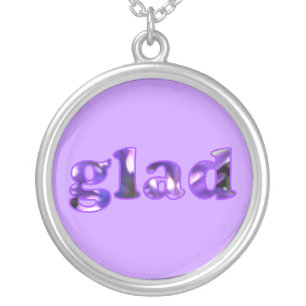 Glad spelled with purple flowers necklace