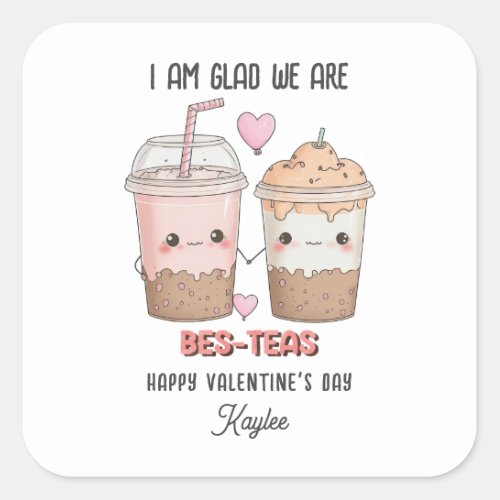 Glad We Are Bes_teas KID Valentines Day Classroom Square Sticker