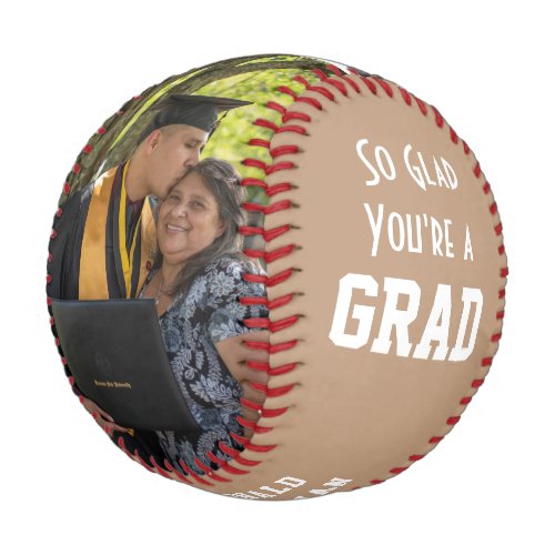 GLAD YOURE A GRAD 2 Photo Monogram Graduation Baseball