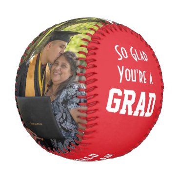 GLAD YOU'RE A GRAD 2 Photo Monogram Graduation Baseball GLAD YOU'RE A GRAD 2 Photo Monogram Graduation Baseball