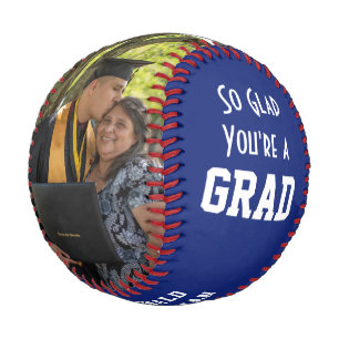GLAD YOU'RE A GRAD 2 Photo Monogram Graduation Baseball