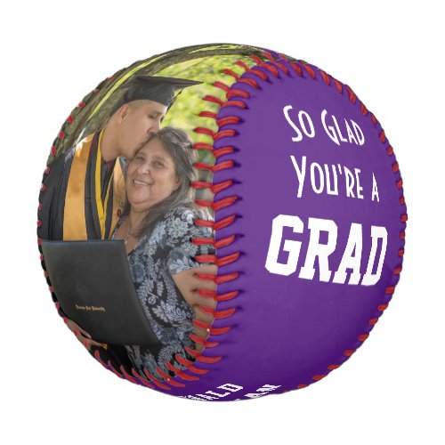 GLAD YOURE A GRAD 2 Photo Monogram Graduation Baseball