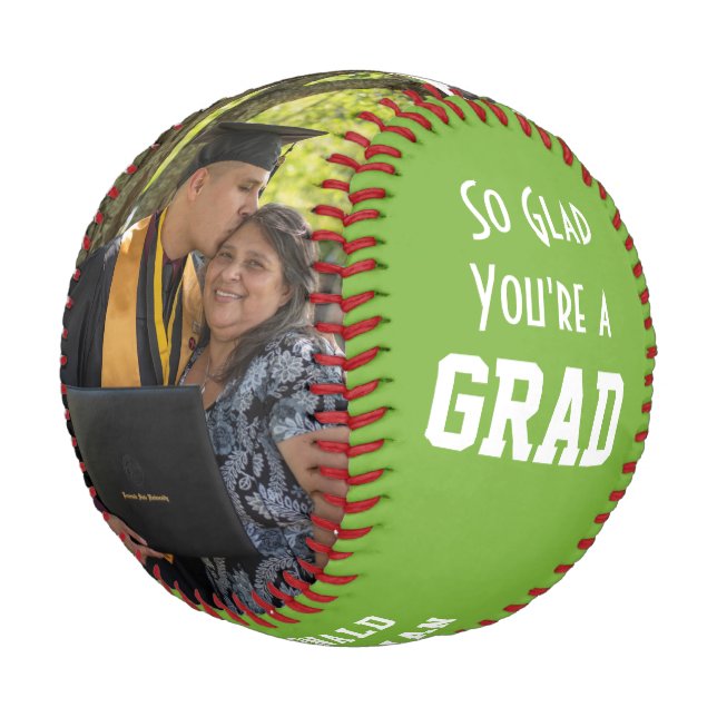 GLAD YOU'RE A GRAD Graduation Baseball (Angled)
