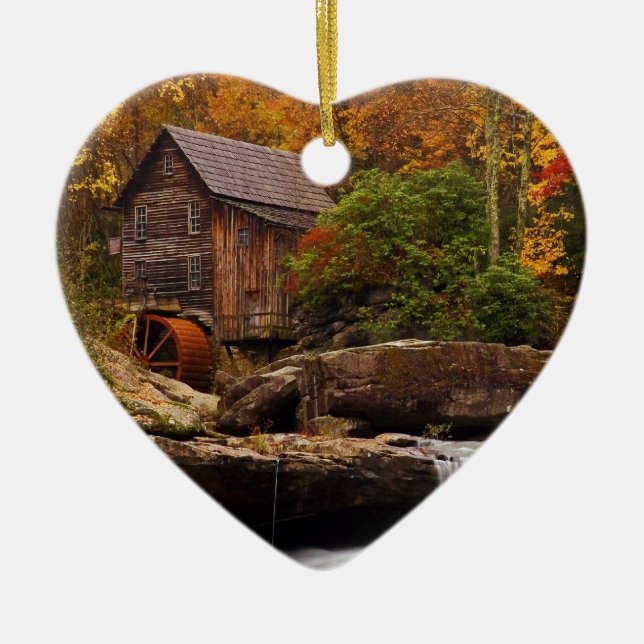 Glade Creek Grist Mill Ceramic Ornament (Front)