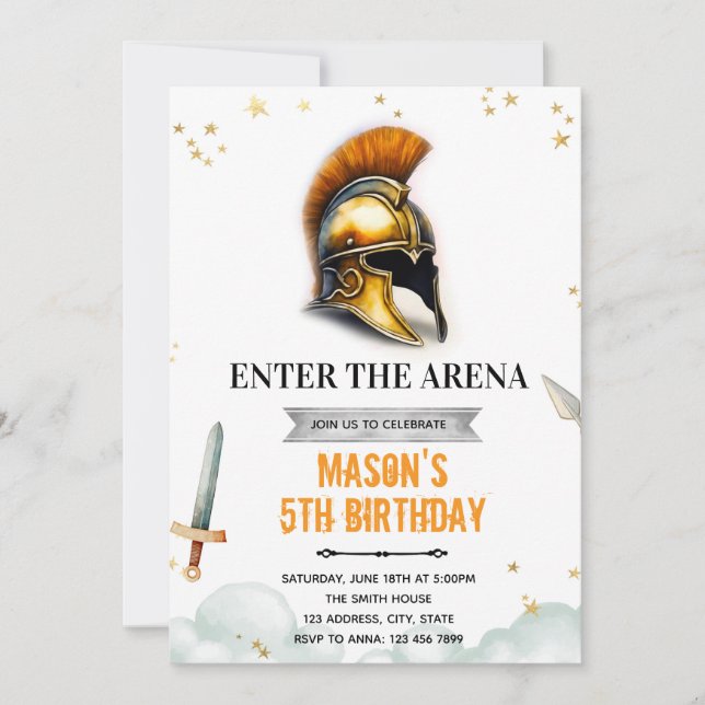Gladiator birthday invitation (Front)