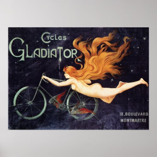GLADIATOR Cycles Vintage French Poster Art Nouveau