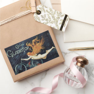 Gladiator Cycles, Vintage Victorian Art Nouveau Rectangular Sticker