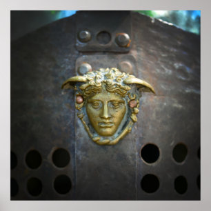 gladiator helmet bronze god symbol ancient dark hi poster