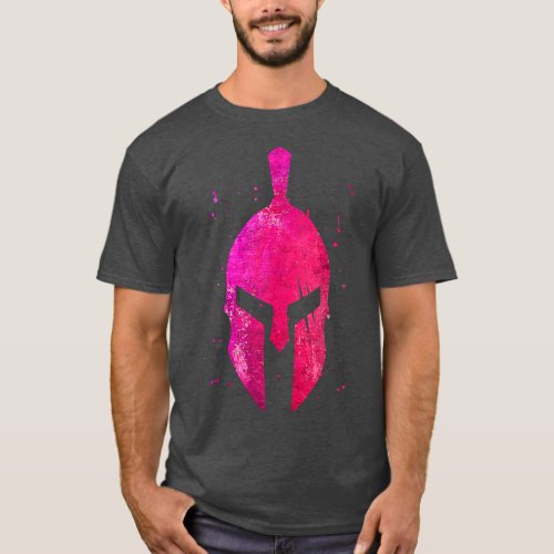Gladiator Helmet Symbol Pink Spartan Girl Workout  T_Shirt
