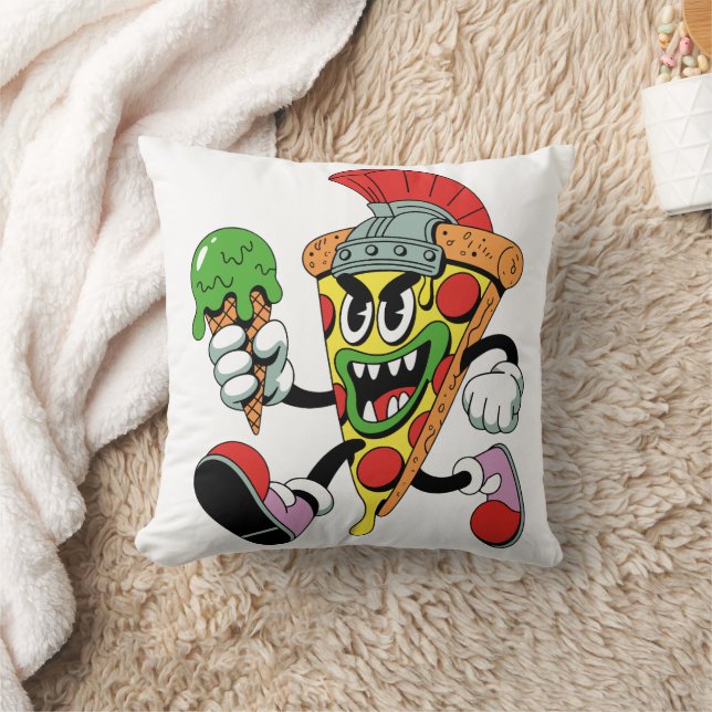 Gladiator Pizza Slice Italian Brainrot Throw Pillow (Blanket)