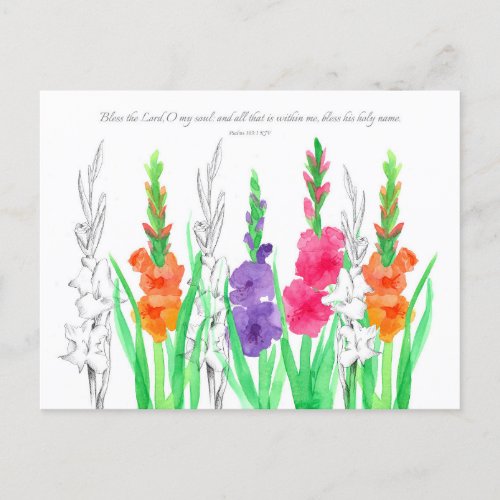 Gladiola Scripture Psalms 103 Prayer Card 