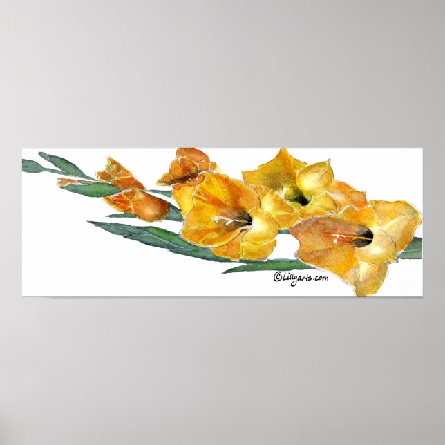 Gladiola Watercolor Painting Print (Front)