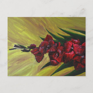 "Gladioli" Acrylic Painting - Postcard