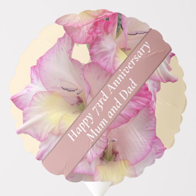 Gladioli Editable 73rd Wedding Anniversary Balloon (Front)