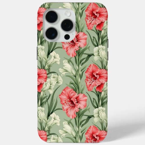 Gladioli Floral Botanical Print Design Tough  iPhone 15 Pro Max Case