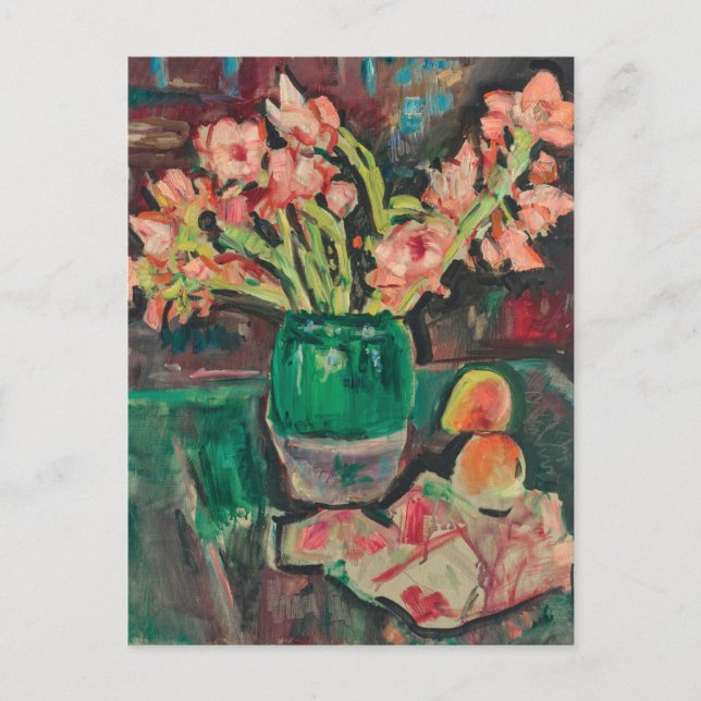 Gladioli in a Green Vase | George Leslie Hunter Postcard (Front)
