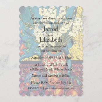 Gladioli Kimono Plate & Pomegranate Wedding Invite by Youbeaut at Zazzle