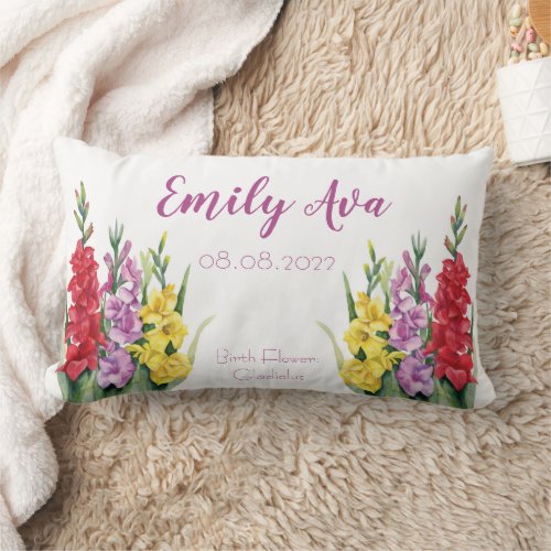 Gladiolus August Birth Month Flower Lumbar Pillow